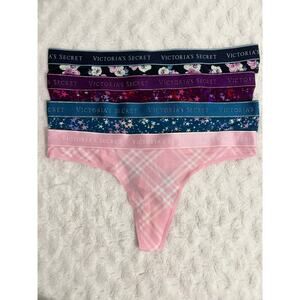 NEW Victoria's Secret Assorted Bundle of 4 Cotton Blend Printed Thongs XL